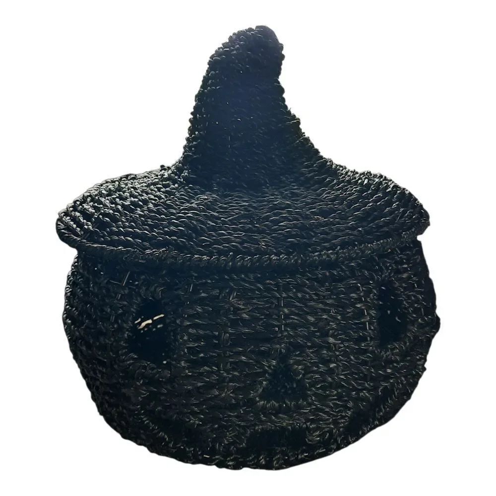 Elegant Black Woven Pumpkin Decor